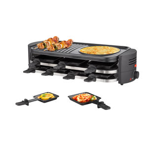 Grill <span class=keywords><strong>Raclette</strong></span> Électrique Multifonctionnel 7 Personnes en Acier Carbone Antiadhésif à Température Réglable avec 4 Mini Plaques pour Usage Domestique Économe en Énergie - Product Image 2