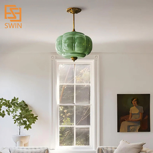 Pumpkin Glass Molding Shape Hanging Lighting Home Cafe Living Room E26 E27 Chandelier Light - Product Image 3