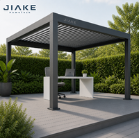 Pergola en aluminium Jiake 6063-T5 avec toit à lames motorisées pour bureau extérieur, patio, jardin, gazebo, pavillon, terrasse