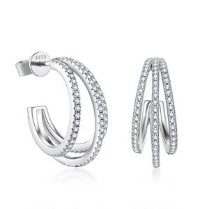 Boucles d'oreilles tendance en argent français avec moissanite, style hip-hop - Product Image 2