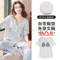 Piyama Kasual Lucu Motif Kartun 2 Potong untuk Musim Panas, Bahan Katun Snowflake, Lembut, Bernapas, Pakaian Tidur Wanita Longgar ODM