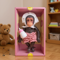 Judy Monkey, poupée en plastique rembourrée, modèle de jouet, 36 cm, avec biberon et vêtements, dans une boîte