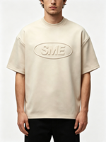 Camiseta de Algodón Personalizada con Hombros Caídos, Camiseta Oversize con Estampado 3D, Cuello Redondo, Manga Corta, Corte Holgado para Hombre