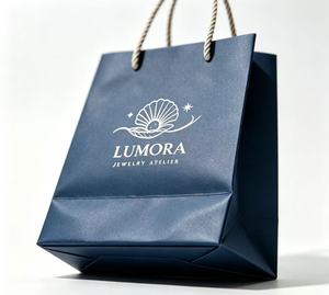 Best grade hot selling <b>drawstring</b> bags Cotton rope handle custom silver logo paper jewelry gift bags - Product Image 4