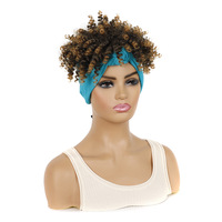 Ensemble de perruque et bandeau pour cheveux bouclés et volumineux, multicolore, style foulard explosif pour femmes africaines, idéal pour petites tailles