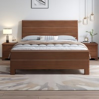Lits en bois massif modernes et minimalistes Ruisha modèle 1011, démontables, tailles Queen et Double (1,2m/1,8m) pour appartements locatifs - Vente en gros