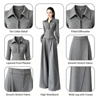 Ensemble de costume décontracté en velours pour femmes, trois pièces, avec veste à bretelles en forme d'arête de poisson et pantalon