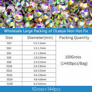 บลิงอินบ็อ<span class=keywords><strong>ก</strong></span>ซ์ 14400 ชิ้น ไซส์ SS6-SS30 คริสตัลเรซิ่นแบบแบน ไม่ใช้ความร้อน ติดเสื้อผ้า เล็บ และเครื่องประดับ - Product Image 5
