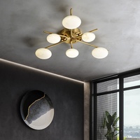 Desain Kreatif Postmodern untuk Ruang Tamu Lampu Plafon Batu Tembaga Gaya Cina Kelas Atas untuk Ruang Makan Villa
