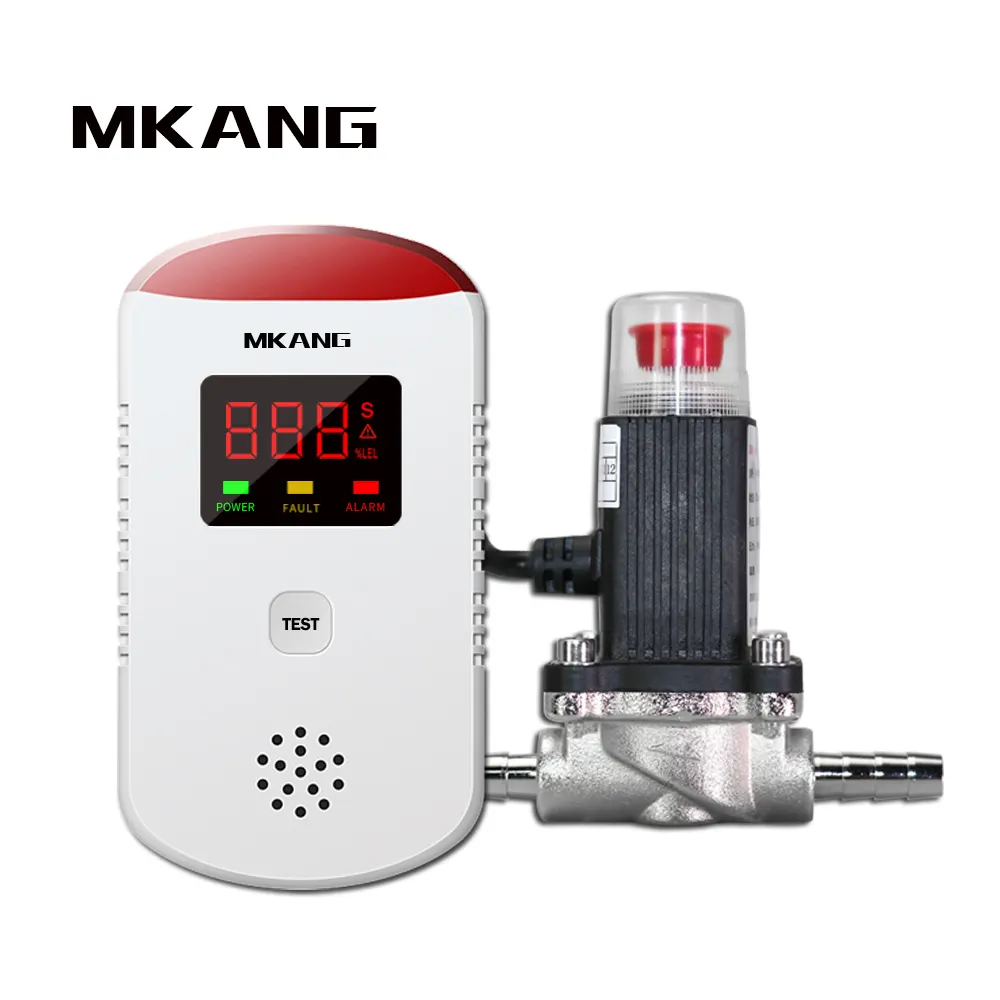 Alarme de fuite de gaz pour cuisine, détecteur de gaz naturel avec valve électromagnétique, détecteur de fuite de gaz automatique, vente en gros usine