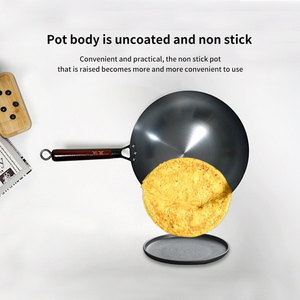 Premium Quality Iron Round Bottom Wok Multi Size Available <strong>Non</strong> <strong>Stick</strong> Uncoated Even Heat Distribution Cookware - Product Image 3