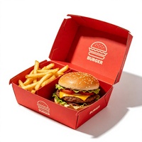 Boîte d'emballage personnalisée pour la restauration rapide, biodégradable, respectueuse de l'environnement, pour les hamburgers, les poulets frits, à emporter, avec estampage à chaud, laminage mat