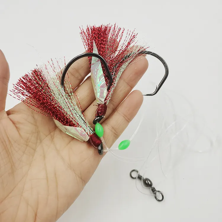 Alfa 2 kanca büyük oyun flaşör Rig balık cilt Sabiki Snapper Snatcher Cod balıkçılık yem Lures