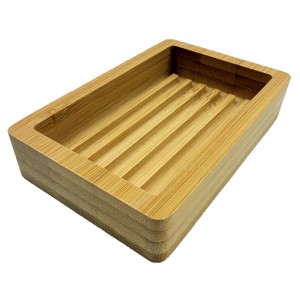 Porte-savon en bambou rectangulaire 12,8x8x2,5cm, design minimaliste pour salle de bain, maison, hôtel - Product Image 2
