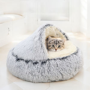 Gemütliches Winter-Tierbett für den Innenbereich, Weiche, Warme, Halbgeschlossene Höhle für Katzen und Hunde - Product Image 2