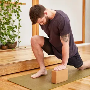 LEECORK 9x6x3 inç Yoga tuğla kaymaz doğal Yoga blokları mantar özel Logo mantar Yoga blokları