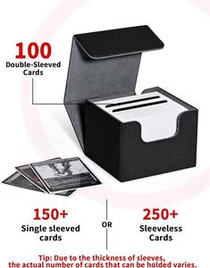   Boîte de rangement pour cartes à double pochette personnalisable, 100+ cartes, en cuir, coins carrés, doublure en flanelle, 2 planches en PP, TCG/Commander/Yugioh/Ug - Product Image 3