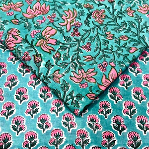 Tela de Algodón Cambray 60S60S de Primera Calidad, Ligera, Estampada a Mano, con Diseño Tradicional Jaipuri, Material para Prendas - Product Image 1