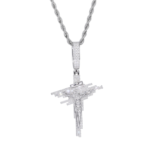 S925 실버 모이사나이트 힙합 클래식 투톤 도금 십자가 - Product Image 5