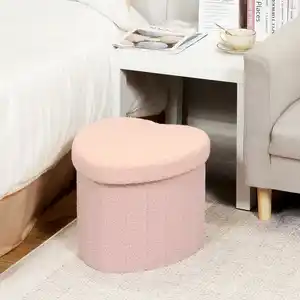 Bailey Furniture Supplier Faltbare Spielzeug fuß stütze Faltbare Aufbewahrung Herz hocker Ottoman Pink Wohnzimmer möbel Modern 1.5KG