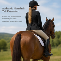 Extension de queue de cheval en poils naturels noirs de 36 pouces = 90 cm, avec boucle ou pour course de chevaux