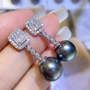 DIY 22585 Accessoires de bijouterie en argent S925 pour boucles d'oreilles avec perles rondes de 9-13mm, support vide pour boucles d'oreilles, accessoire de mode pour perles - Product Image 2