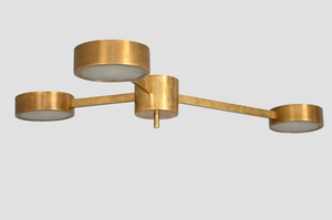 Lustre suspendu Sputnik MCM rond à 3 lumières en laiton, style Mid-Century Modern, fait main - Product Image 6