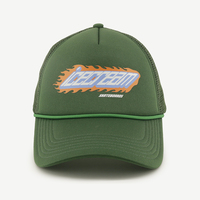 Casquette de sport unisexe en maille à 5 panneaux avec impression par sublimation personnalisée OEM, casquette de camionneur en mousse avec corde en nylon, idéale pour l'été et les activités de plein air