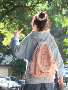 กระเป๋าเป้สะพายหลังนักเรียนหญิงลายเรขาคณิตกันน้ำ ขนาดใหญ่ จุของได้เยอะ ปิดซิป ผลิตจากโพลีเอสเตอร์ ลายมายเมโลดี้ - Product Image 5