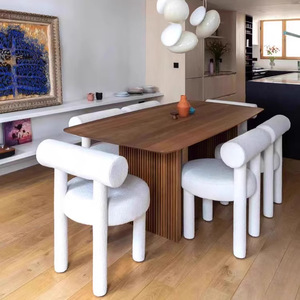 Hiện Đại Bàn Ăn Đặt Rắn Gỗ Cơ Sở Hình Chữ Nhật Bằng Gỗ Hàng Đầu Bán Buôn Có Sẵn Màu Trắng Nâu Óc Chó Cho Nhà Biệt Thự Đồ Nội Thất - Product Image 4