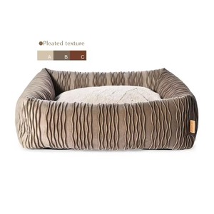 Custom New <b>Pet</b> Bed Wholesale Price Custom Luxury Pleated Texture Modern Cat Dog Bed with Anti Slip Botton - Product Image 1