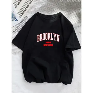 JX Women Brooklyn Letter Print T Shirt Girl Graphic Harajuku 2024 Strewear Clothes Causal Female Y2K Tops Tee