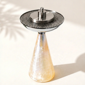 Brûleur d'encens en métal finition perle, design moderne, élégant, artisanal, Bakhoor Oud, résine écologique, aromathérapie, encens indien - Product Image 1