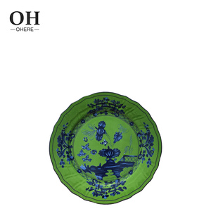 Service de vaisselle en porcelaine <span class=keywords><strong>céramique</strong></span> décorative vintage à l'encre verte, <span class=keywords><strong>assiette</strong></span> de chargement écologique de luxe en porcelaine <span class=keywords><strong>italienne</strong></span> - Product Image 5