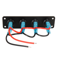 Nouveau panneau de 4 interrupteurs à bascule miniatures ronds en ABS+Aluminium 12-24V avec lumière LED bleue pour voiture, bateau, marine, étanche