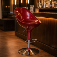 Chaise de bar JOHOOFURNITURE, rouge métallisé, en plastique ABS et PP brillant, réglable en hauteur, fabriquée en Chine, tabouret de bar pour pub