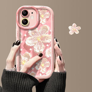 Funda para <span class=keywords><strong>iPhone</strong></span> 14 Plus 15 Pro con Diseño de Flores Pintadas al Óleo, Anti-Caídas, Cobertura Total, Material de Silicona TPU, con Cordón - Product Image 3