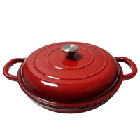 Casserole en fonte émaillée 31 cm, type Dutch Oven peu profonde, antiadhésive, écologique, certifiée LFGB, compatible tous feux et fours