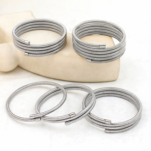 Chunky or fini métallique couple bijoux en acier inoxydable extensible chaîne lien <span class=keywords><strong>SERPENT</strong></span> MULTICOUCHE <span class=keywords><strong>bracelet</strong></span> jonc - Product Image 3