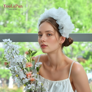 YouLaPan – Serre-tête créatif en nylon coloré pour <span class=keywords><strong>femme</strong></span>, style coréen, avec <span class=keywords><strong>fleurs</strong></span> en <span class=keywords><strong>couronne</strong></span>, 12 cm, optionnel pour usage quotidien, VH02 - Product Image 3