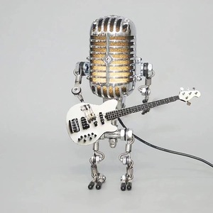 Lampe robot de guitare de microphone <span class=keywords><strong>en</strong></span> métal à l'ancienne transfrontalière avec lumière décoration de la maison ornements de décoration de barre - Product Image 4