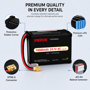 Batterie Li-ion de qualité industrielle 74000mAh 23.1V 8C pour drone de livraison ou de lutte contre les incendies, taux de décharge élevé, service OEM, prise personnalisée - Product Image 3