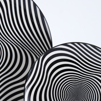 Service de table en céramique à motif tourbillonnant illusion d'optique noir et blanc