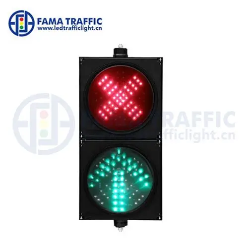 Luzes de advertência IP65 para sinais de trânsito LED Cruz Vermelha e seta verde de 200 mm para segurança rodoviária
