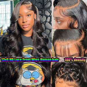 Perruque en cheveux Remy de qualité supérieure, douce, européenne, densité 180, dentelle frontale 13x6, cheveux naturels, bandeau - Product Image 2