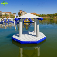 Plate-forme de loisirs aquatiques gonflable dock tente de camping flottante île océan mer piscine tente flottante gonflable avec lumière led