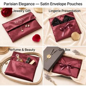 Bolsa de Regalo de Lujo con Logotipo Personalizado, Bolsa de Satén con Lazo, para Ropa, Bufandas, Accesorios, Venta al Por Mayor, OEM - Product Image 2