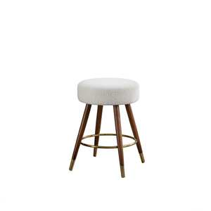 Tabouret de bar rembourré MoMo Boucle, hauteur de comptoir 28 pouces, style Mid-Century Modern, structure en bois, mobilier de bar pour la maison - Product Image 1