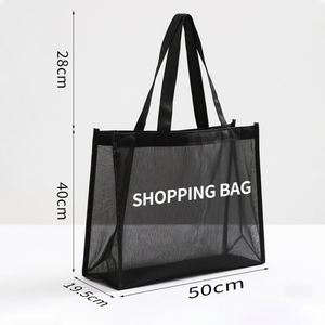 Bolsa de Compras de Lona Transpirable, Transparente, de Gran Capacidad, con Asa de Hombro, para Uso Diario, Playa y Viajes - Product Image 2