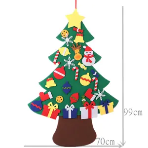 China Factory Promotion Eco-friendly Kids 3D Diy hanging decoration festival felt christmas tree pink